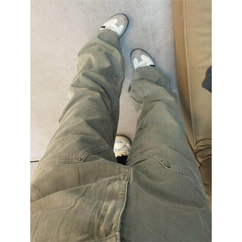 vibe风复古做旧铆钉牛仔裤男女褶皱设计感伐木裤工装裤子NK90,男装牛仔裤,星座1116A（原606A-3）