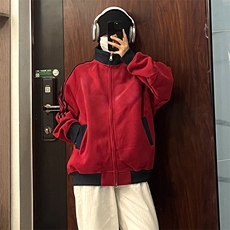抖音得物高品质美式高街重磅结构设计拼接织带立领卫衣外套CM42，男装卫衣，电商A486