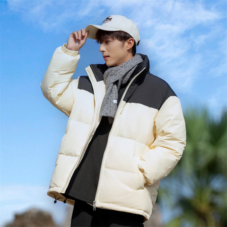 Y9977-P160 冬季90绒大码情侣羽绒服（黑色，米白插黑S-6XL）图片