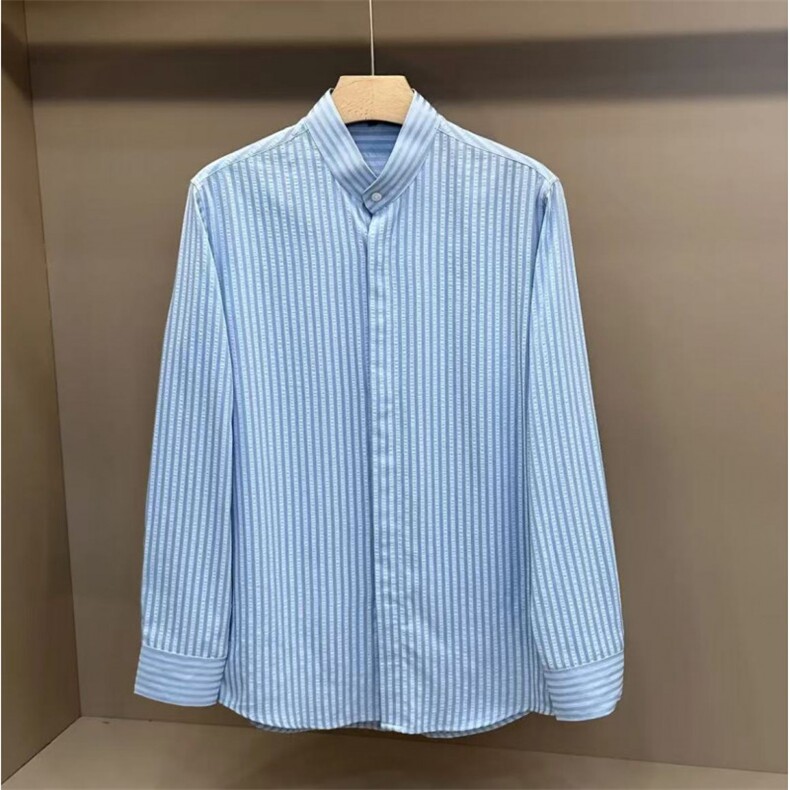 网图慎用B216CS360P502025秋装立领新中式长袖衬衫,男装衬衫,电商B216（原B302）