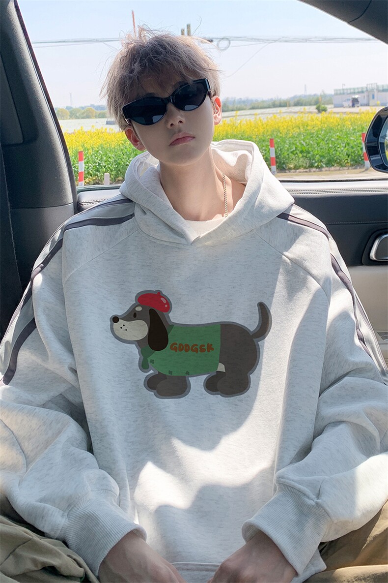 华棉秋冬内景美式重磅线条连帽卫衣男宽松外套WY00806/P45加绒P50,女装短外套,电商B316