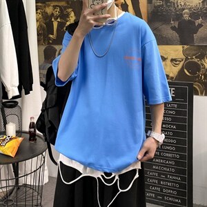 2021夏季短袖t恤衫男港风宽松打底衫潮流A210-A8307-P25 控38图片