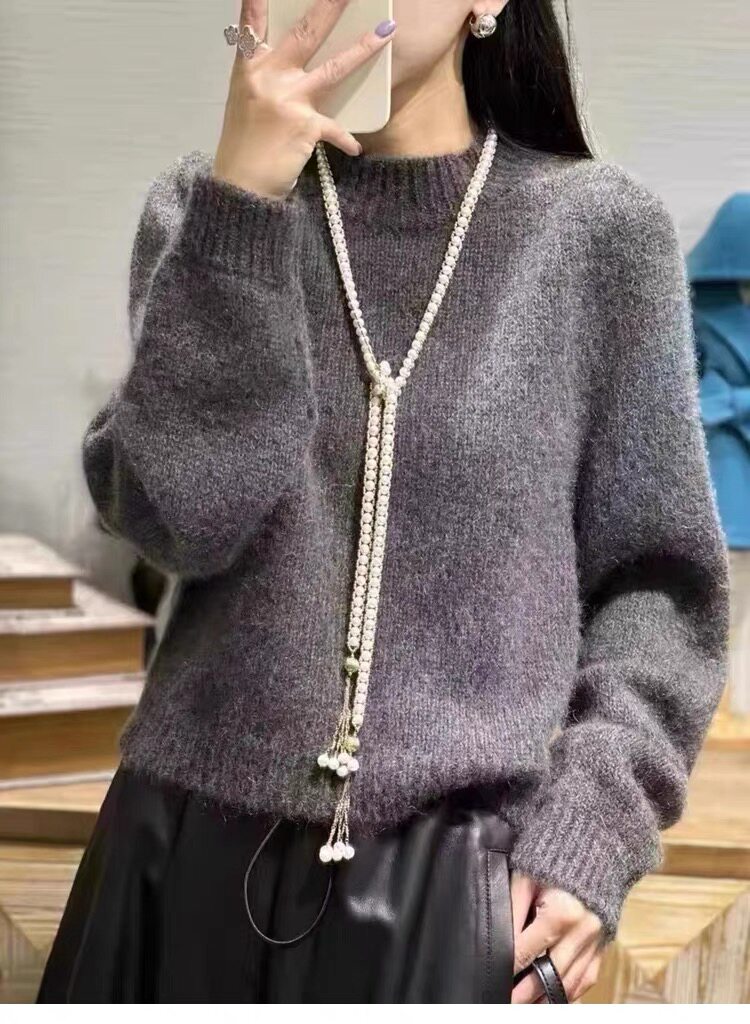 羊毛衫女秋冬新款纯色针织长袖宽松打底羊毛衫,女装羊毛衫,思途羊绒