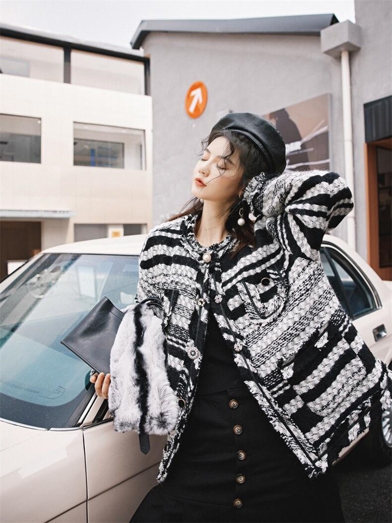 粗纺夹棉外套，女装，YOUER DENG