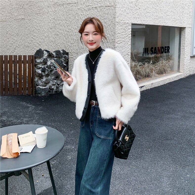 香风高仿银狐毛皮毛一体外套,女装皮草,1D066-1