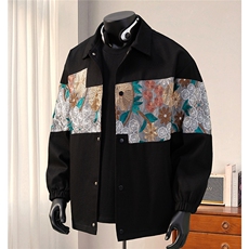 1港风模特刺绣大码M-5XL外套潮拼接翻领工装夹克男7568P85控118，男装夹克，星座226-2
