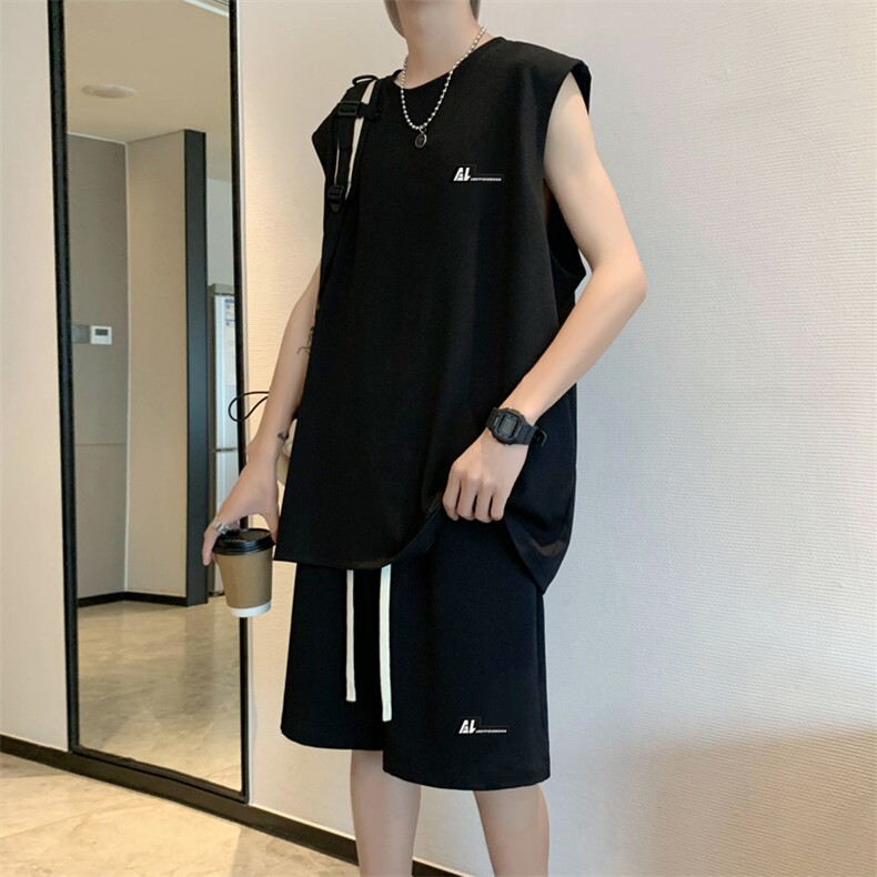 酒店冰丝无袖套装休闲超薄速干舒适百搭抗皱TZ81-特批68,男装休闲套装,星座718