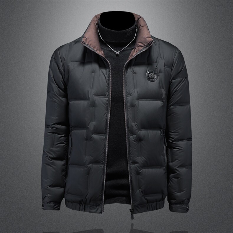 2023冬季90%白鸭绒亮面立领羽绒服图片