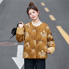 2025冬装新款刺绣优雅轻薄棉衣，女装棉衣/棉服，伊仟回