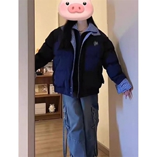 假两件格子拼接羽绒棉服女冬季加厚面包服棉衣外套MT094，男装棉衣，星座1116A（原606A-3）