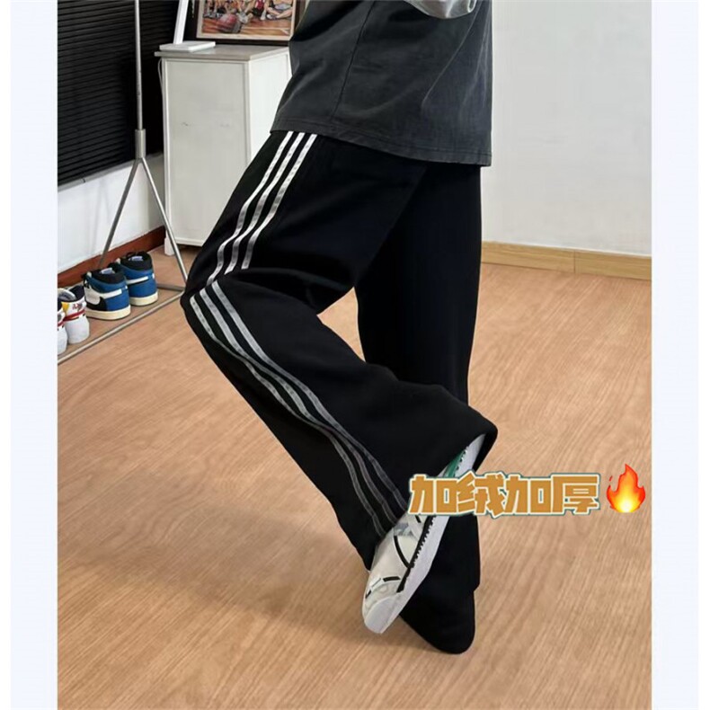 华棉渐变加绒加厚三条杠裤子男款直筒运动裤特P45控78,男装休闲裤,电商D205