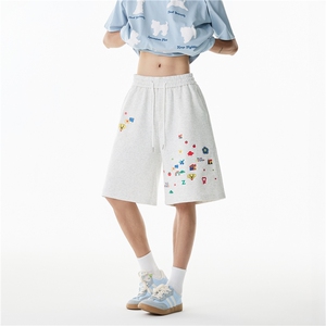 抖音品质夏季新款宽松休闲卡通印花短裤B315-K25518-特p30控58图片