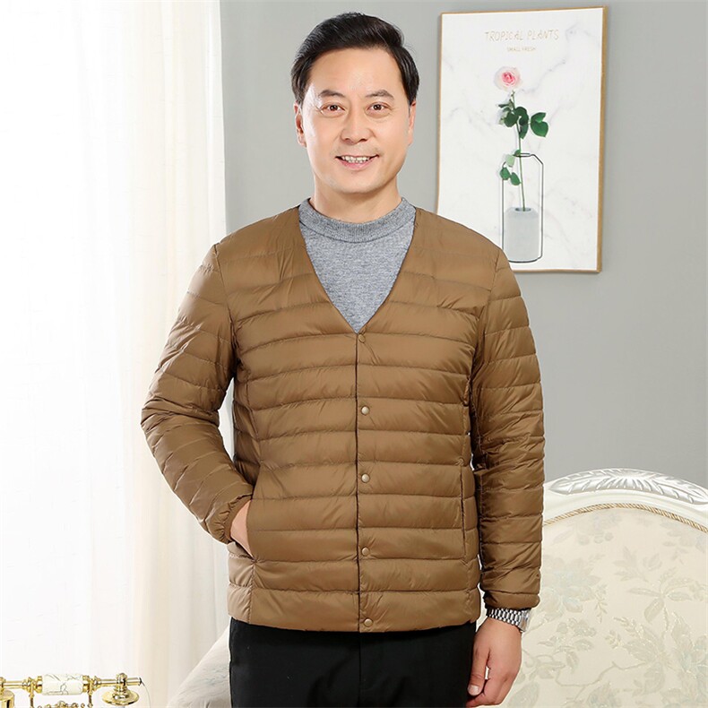 男士中老年90绒轻薄连帽羽绒服外套男款秋冬休闲羽绒轻便外套,男装羽绒服,钱塘723