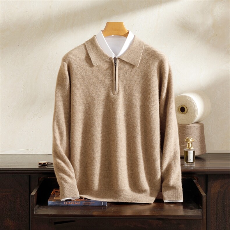 2024秋冬新款羊绒男士POLO领羊绒衫男装，男装羊绒套衫，雪贝坊一店