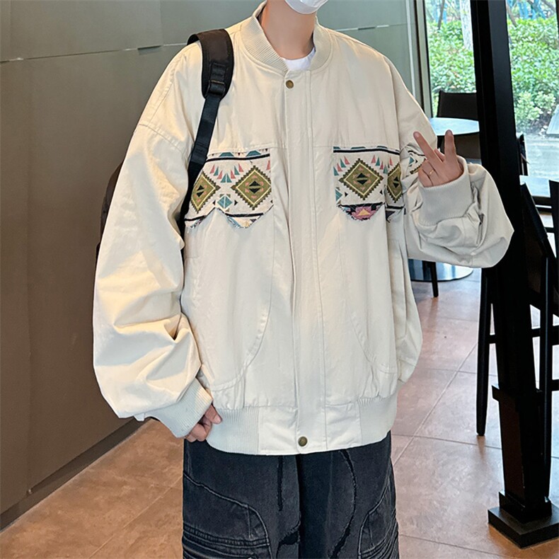 美式复古潮刺绣民族风外套春秋季新款宽松休闲棒球服,男装民族服装,星座410-6（原星座1304-1）
