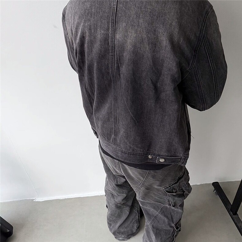 cleanfit短款正肩牛仔外套男款春秋季潮牌高级感小众无领机车夹克,男装夹克,星座506A