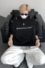 8XL-M夏季小众解构飞机扣一字肩设计稿短袖立体T恤卫衣男DX331P58，男装卫衣，电商D206-1