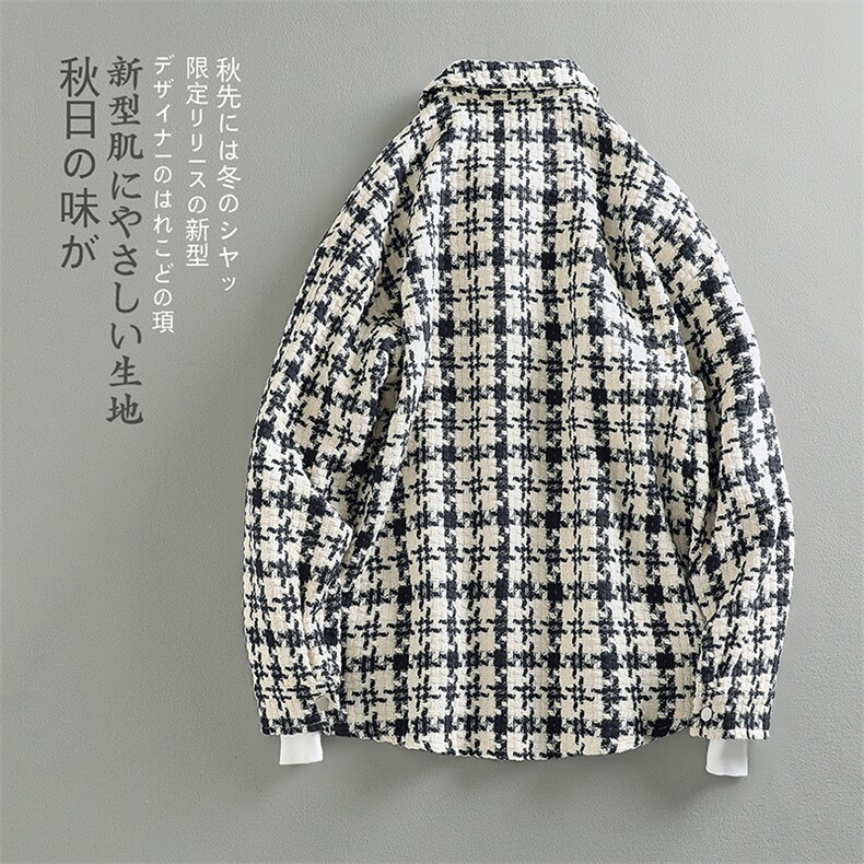 特P55无差价秋新休闲大码小香风衬衫男复古高街翻领夹克外套J548,男装夹克,电商A082