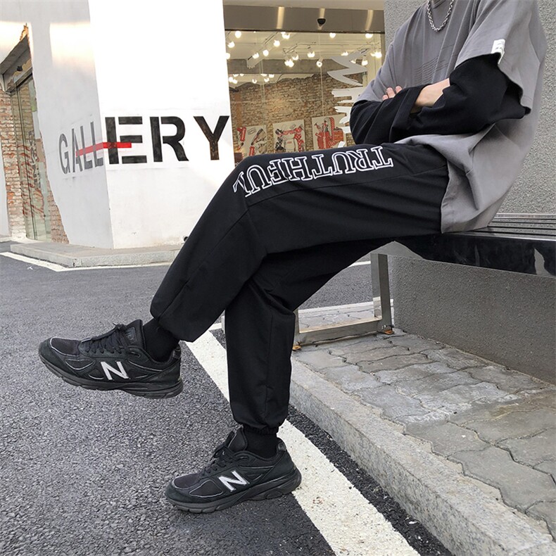 港风有型休闲裤男宽松潮流束脚裤运动印花卫裤8804-P50,男装休闲裤,星座1501