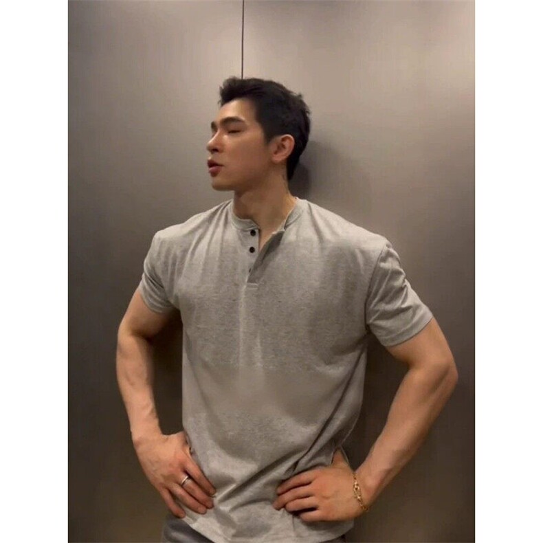 XZ809A/PPVV05/P35/控48抖音品质情侣亨利杉T恤,男装T恤,星座809A(原222-1)