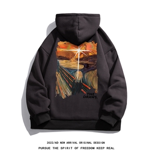白底 23新款秋季时尚百搭宽松印花潮流情侣连帽卫衣W6274P40控58图片