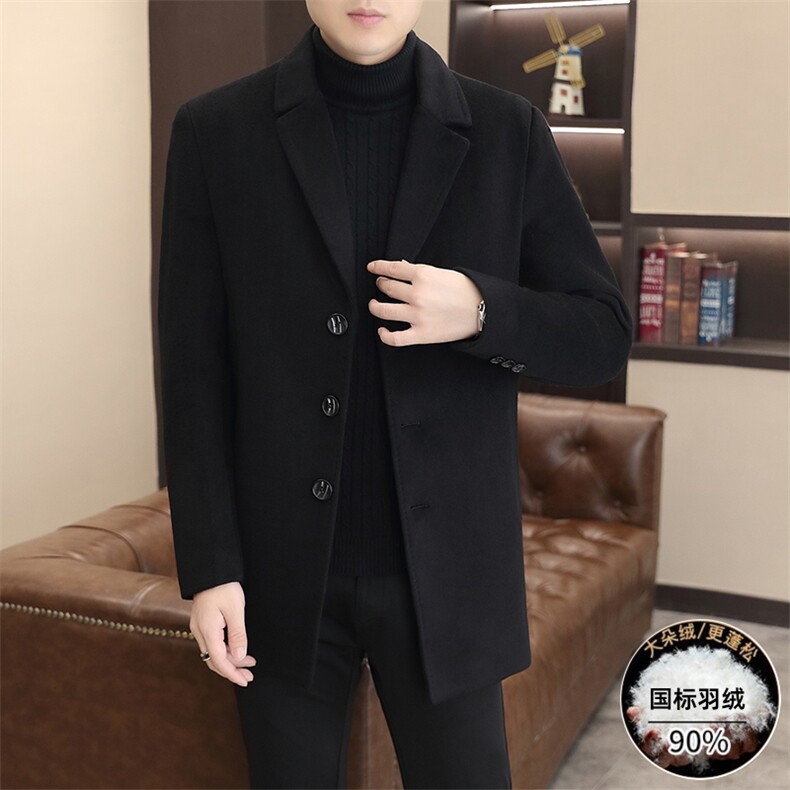 标90羽绒服外套可脱卸内胆冬季中长款羊毛呢子大衣YR253-195,男装羽绒服,星座210-3