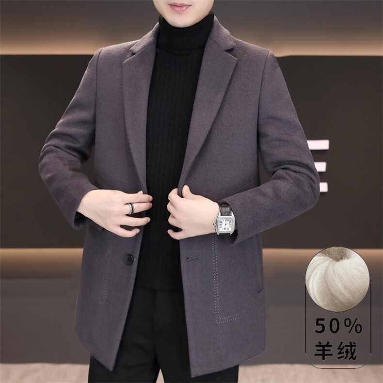 男士毛呢中长款大衣翻领羊毛呢子外套上衣N7917-P180，女装短外套，星座310B-3