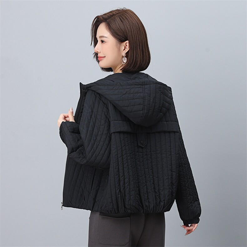 时尚显瘦竖条纹棉服宽松百搭保暖外套,女装棉衣/棉服,叶笙衣