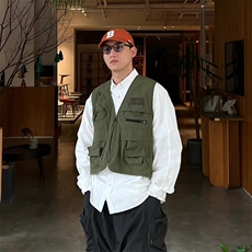 MJ1102p255限328夏季新款无袖坎肩休闲工装设计感马甲上衣，男装背心/马甲，电商A089-1