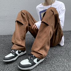 日系复古工装裤子男夏季ins潮高街休闲裤多口袋直筒长裤K0730-P45，男装休闲裤，星座308B-1