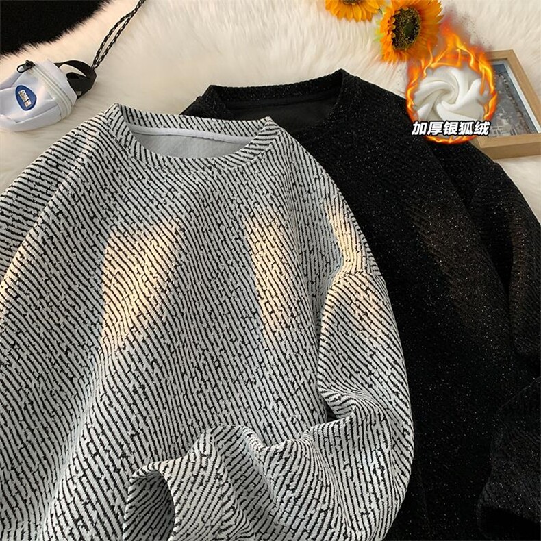 加绒银狐绒雪尼尔520g重磅斜纹长袖卫衣男W5064J加绒-特P40控78,男装卫衣,电商A001