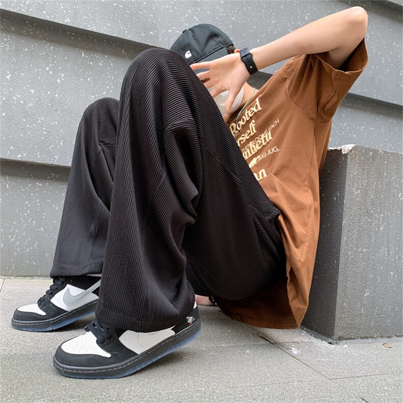 抖音直播冰丝2024夏薄款阔腿裤男装休闲拖地裤A210-K8690-P45,男装休闲裤,星座210-1