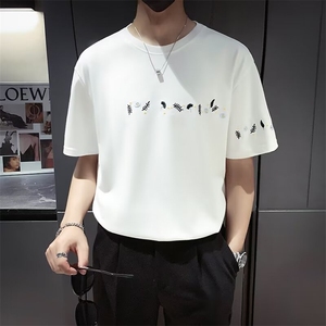 夏季刺绣T恤男短袖痞帅半袖体恤男衣服夏装薄款上衣 T577图片