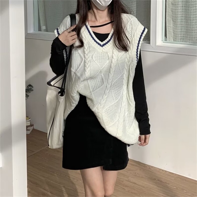 春秋季v领花毛衣马甲男女同款日系宽松坎肩针织背心W5088-P45,男装针织衫/毛衣,星座512-3