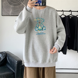 Y2476P38！21年秋冬新款港风日系大码印花长袖圆领卫衣男图片