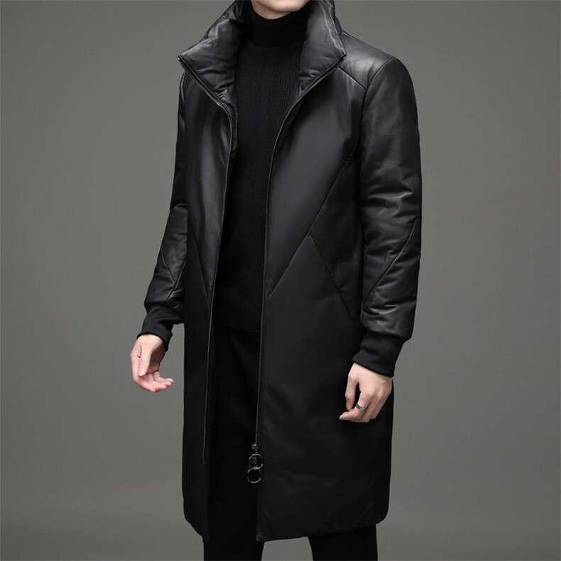 DLSN68D81878皮衣男头层绵羊皮白鸭绒羽绒服连帽皮风衣P1560,男装皮衣,电商B360