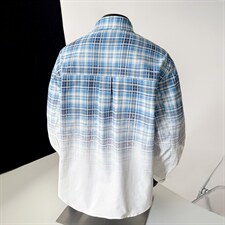 春季新款渐变晕染流动感格纹衬衫C0559-P58，男装衬衫，星座308B-2