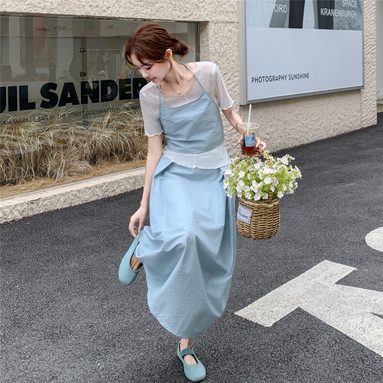 韩系吊带背心T恤花苞半身裙三件套2C050-1269-P165-K248,女装套装/套裙,2C050