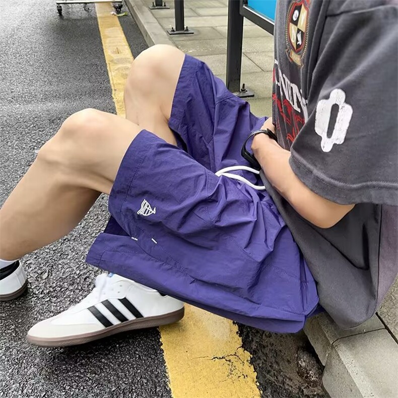 夏季新款美式短裤男潮牌薄款设计感小众宽松大码运动休闲五分裤子,男装牛仔裤,四季星座505