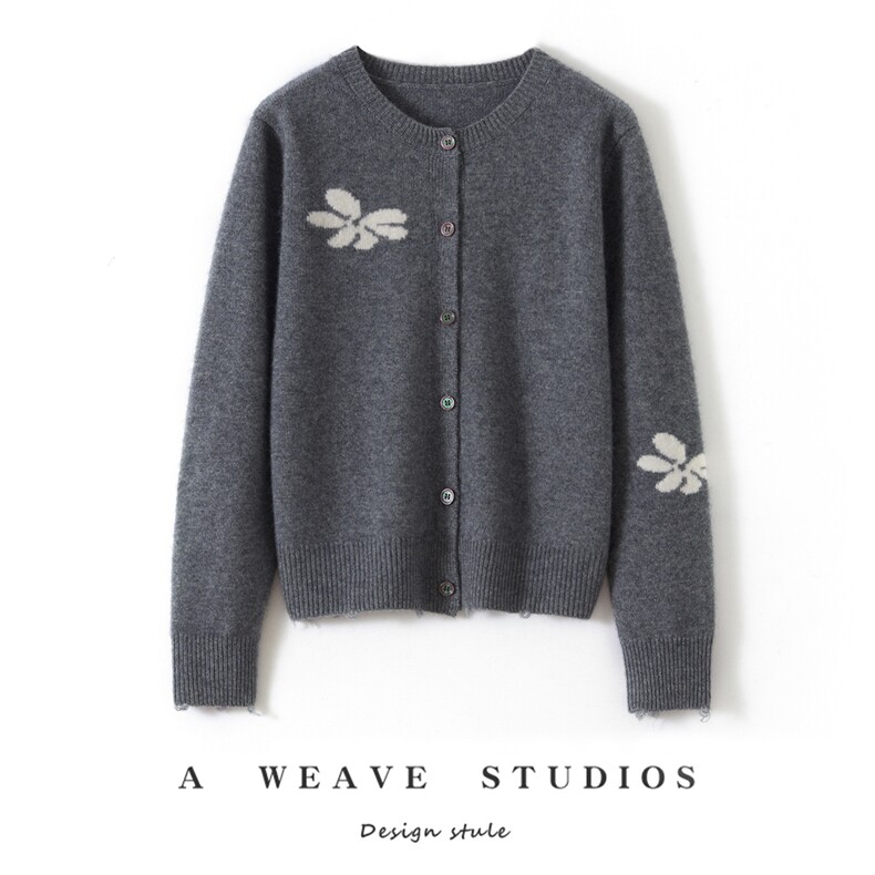 2025年秋季新款百搭圆领开衫，女装针织衫/毛衣，戎魅羊绒