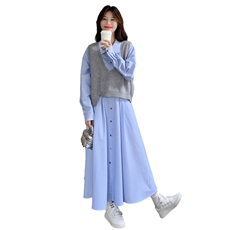 现货新款毛衣马甲连衣裙套装25076P155K238，女装套装/套裙，2D035