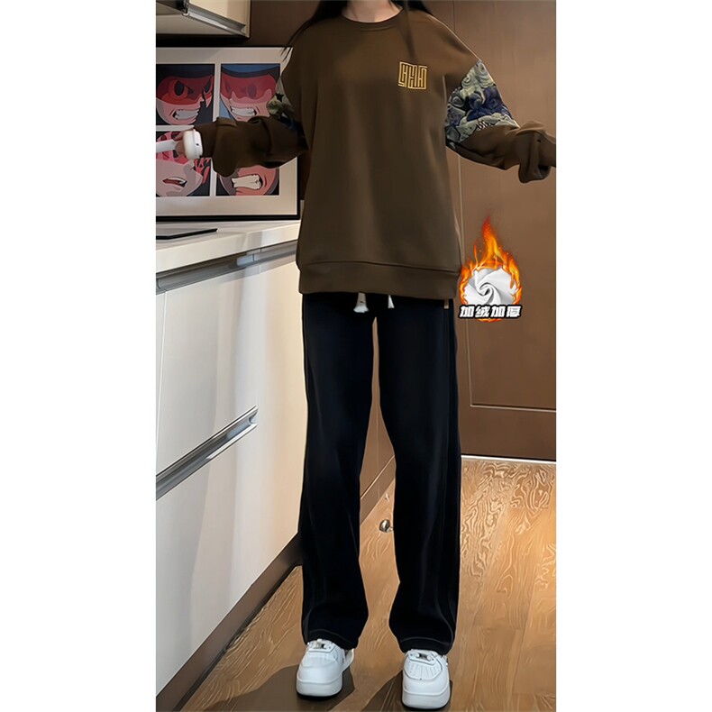 2025HW23675加绒女模内景真超绒180克圆领卫衣M-5XHW23790-P55,男装卫衣,电商A022