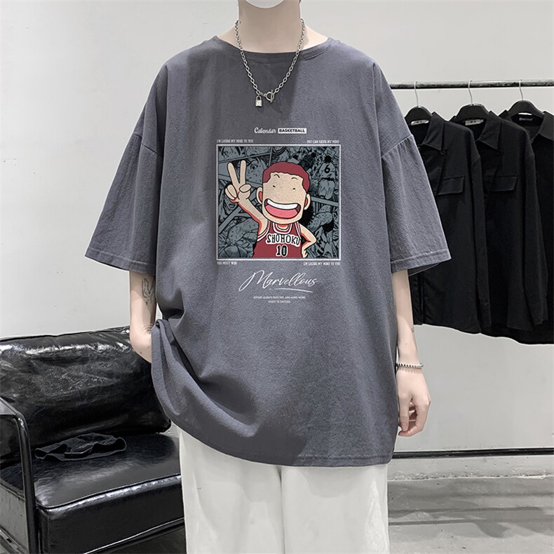 YT26392-P30亚麻短袖t恤男大码五分袖男宽松七分袖大皂风模特,男装T恤,电商A040