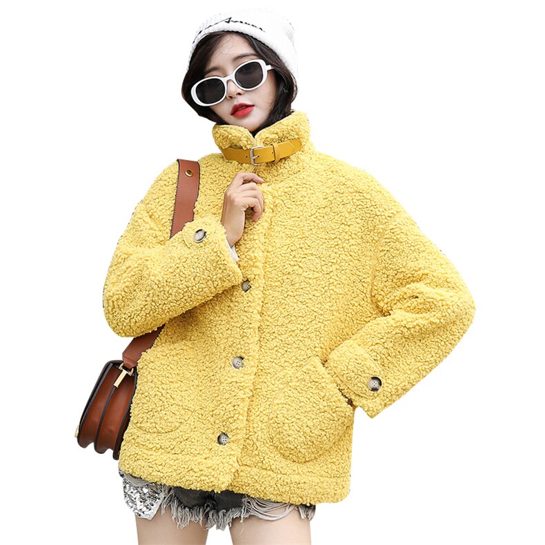 2021秋冬新款仿羊羔毛复合皮毛一体颗粒绒大衣女百搭皮草厚外套,女装羊羔毛/颗粒绒,瑶迪依秀