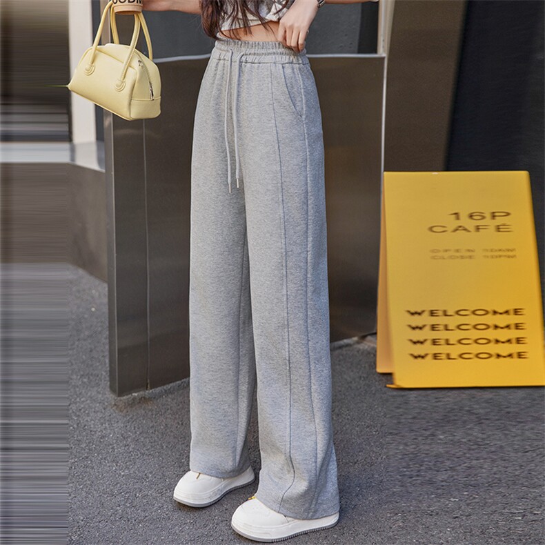 窄版阔腿裤女2025新款高腰垂感直筒裤春秋款拖地粉色软糯休闲裤子,女装休闲裤,美拉德工厂直营店