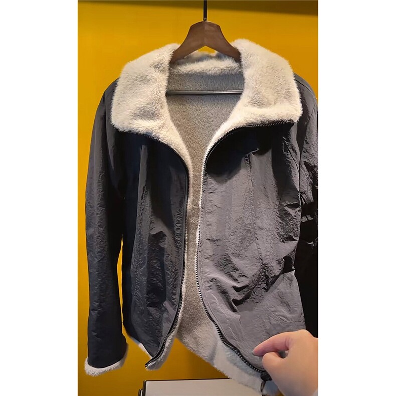抖音-香港sun-座山雕毛领棉服加绒加厚短款翻领外套ygm858-TP115,男装夹克,电商A089-1