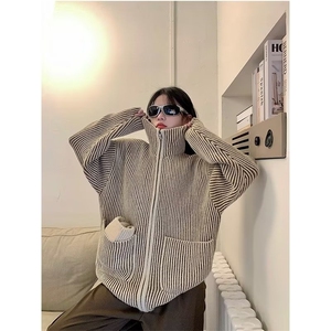 596-P60 慵懒风2025年新款毛衣开衫外套女装秋季外套复古上衣图片