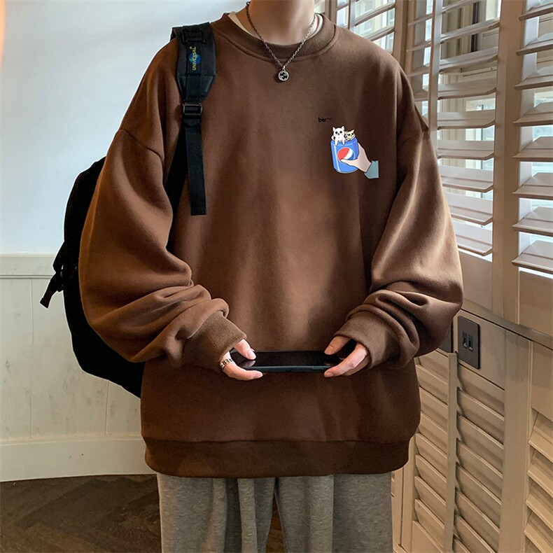 圆领卫衣男大码加厚加绒长袖t恤男S6262-P28加绒款-P33,男装卫衣,电商A040