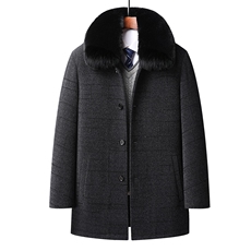 冬季厚款加绒保暖毛呢大衣中年男士可脱卸毛领爸爸装外套新款，男装毛呢大衣，电商B212（原钱塘6029）