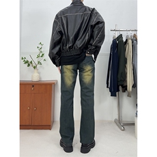 美式ins高街hiphop微喇重工艺水洗复古蓝牛仔裤货号K2322P60，男装牛仔裤，电商A063